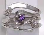 Three Turn Vortex Energy Ring With Amethyst Stone